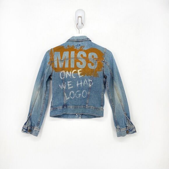 VTG Miss Sixty Women XS Ross Jacket Blue Denim Cropped Once We Had LOGO Vintage - Picture 6 of 7